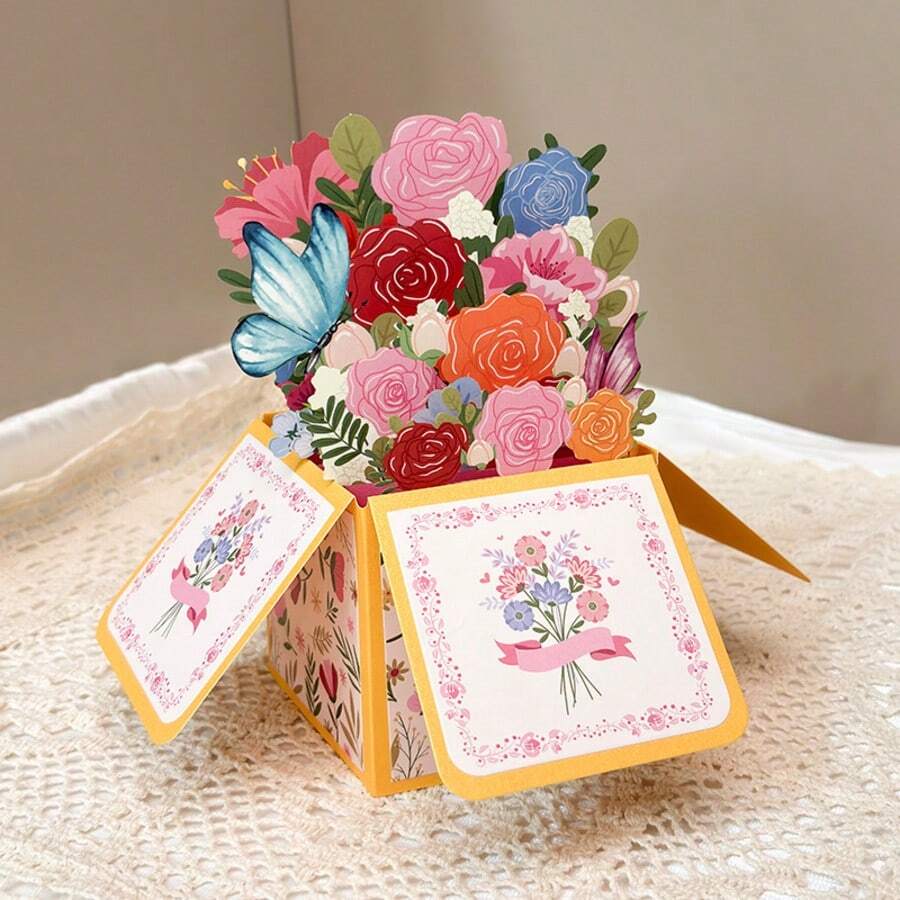 1pc 3D Pop-Up Birthday Card (With Envelope), Colorful Foldable Birthday Card, Can Be Handwritten With Wishes, Perfect Birthday Gift For Friends Or Family, Suitable For Birthday Decoration And Birthday Party