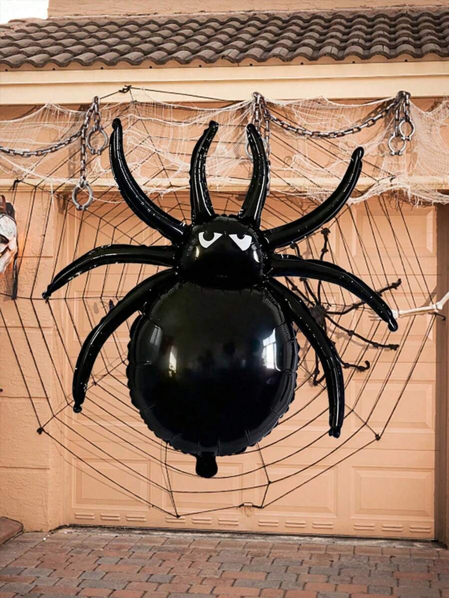 Balão de Folha de Aranha de Halloween 82x78cm Balão de Aranha Preto Grande, Adequado para Decoração de Festa de Halloween, Decoração de Terror de Casa Assombrada, Decoração de Entrada, Varanda e Quintal. - Visão 1