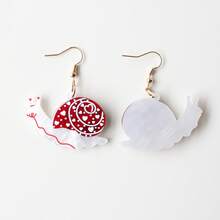 1 Pair Red Snail Shell Acrylic Dangle Earrings For Women, Shiny Quirky Cute Elegant, Suitable For Daily Wear, Versatile, Party, Vacation, Gift, Holiday Gift - Y1346 - View 5