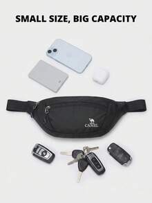 CAMEL CROWN Unisex Sports Waist Bag, Running Phone Storage Pouch, Multi-Functional Waist Belt Fitness Gear, Suitable For Morning Jogging - Black - View 3