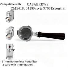 Bottomless Portafilter 51mm Compatible With CASABREWS CM5418, 5418Pro & 3700Essential - Stainless Steel 3-Ear Portafilter With Filter Basket - Multicolor - View 6