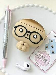 1pc Funny Cartoon Cute Korean Style Creative Silicone Expression Glasses Character Earphone Case Compatible With Apple 3/4 Wireless Bluetooth Earphones, Pro 2 Shockproof Protective Earphone Case (Earphones Not Included) - Multicolor - View 1
