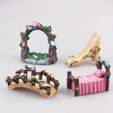 1pc Arch Bridge Sliding Window Micro Landscape Decoration, Mini Slide, Flower Bed And Arch Bridge, Resin Craft, For Fish Tank Scenery, Fairy Garden, Garden Decor, DIY Micro Landscape And Dollhouse Decoration - Multicolor - View 7
