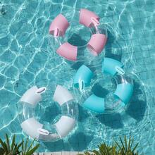 1pc Inflatable Swim Ring Pool Float Adult Swim Ring Pool Accessory Summer Water Sports Swimming Float - Multicolor - View 5