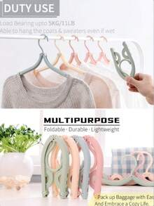1pc Travel Hanger, Portable Folding Clothes Hanger, Essential For Cruise, Travel Accessory, Foldable Drying Rack - Multicolor - View 3