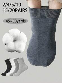 2-20 pasang Kaos Kaki Kru Longgar Bagian Atas Lebar untuk Usia Menengah & Lanjut, Nyaman & Bernapas, Musim Gugur - MultiWarna - View 1