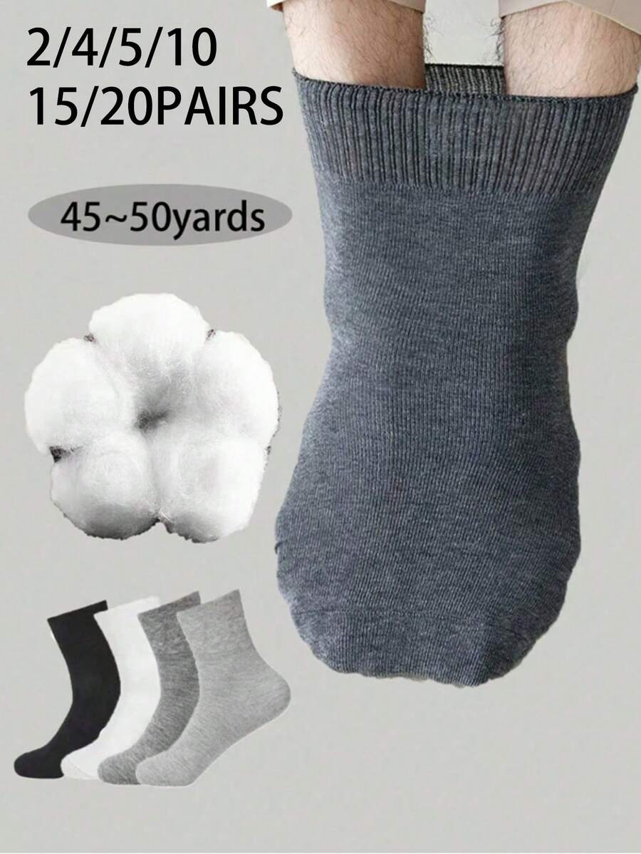 2-20 pasang Kaos Kaki Kru Longgar Bagian Atas Lebar untuk Usia Menengah & Lanjut, Nyaman & Bernapas, Musim Gugur - MultiWarna - View 1