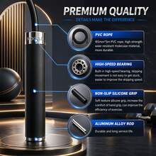 Cuerda de saltar MOGOLD reforzada – Rodamiento de alta velocidad de 360°, agarre de silicona antideslizante, cuerda de PVC premium para entrenamientos en cualquier lugar y momento - T68 - Ver 3
