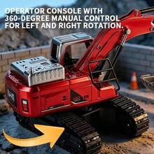 Remote Control Excavator Toy With Dump Truck Loading, Rotating Function, Battery Operated, Boys Remote Control Toy With Lights And Sound Effects, High-Quality Construction Vehicle Toy Gift, Suitable For Children 6 Years And Older - Multicolor - View 7
