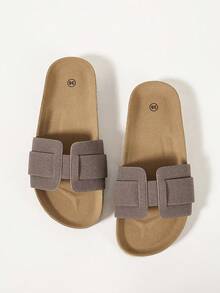 Ximi Ruo Women's Buckle Design Daily Versatile Fashion Flat Sandals, Suitable For Beach, Vacation, Home, Commute, Shopping, Travel And Outings - Grey - View 6