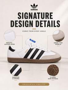 Adidas SAMBA OG 圓頭綁帶低筒運動鞋 中性款 白色 - 白色 - 查看 2