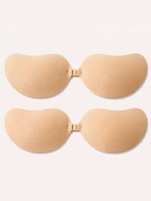 2pcs Women's Adhesive Push-Up Breast Lift Silicone Backless Bra, Self-Adhesive Mango Shaped Bra, Includes Invisible Push-Up Bra - Apricot - View 10
