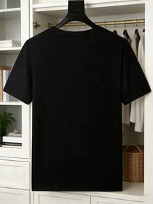 Christmas With Italian Luxury Style! Men's Short-Sleeved T-Shirt With Gradient Letter Print, Relaxed And Modern Style. Popular Item. - 黑色 - 查看 2