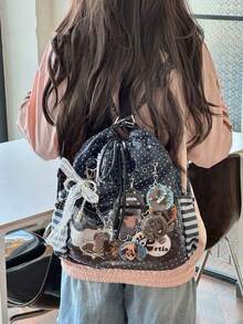 1 buah Tas Ita Gaya Jepang Baru, Modis, Kasual, Lucu, Manis, Motif Polkadot, Tali Serut, Kapasitas Besar, Ringan, Nilon, Multifungsi, Tas Bahu/Selempang/Ransel untuk Anak Perempuan, Belanja Sehari-hari, Bepergian, Pesta, Liburan, Hadiah - MultiWarna - View 10