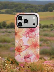 GIIPPA 1pc Warm Pink Gradient Background With Watercolor Hand-Painted Hibiscus Flower Pattern Design, Phone 17 Pro Max Phone Case, Compatible With Phone 16 Pro Max, 15 Pro Max, 14 Pro Max, Korean-Style High-End Fashionable And Interesting Phone Case, Compatible With 11/12/13/14/15/16 Pro Max Plus, Elegant Design Suitable For Both Men And Women, Perfect Gift For Girlfriend! - Pink - View 7