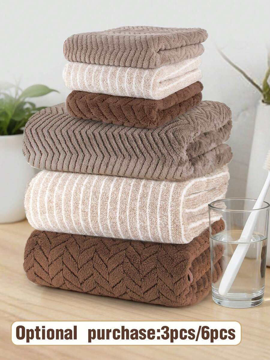 3/6pcs|Mixed Towel Set - Face Towel Set - Size 26.56x55.12inch/70x140cm, 13.78x29.53inch/35x75cm - Coral Fleece Material Soft Skin-Friendly Absorbent Quick-Drying - Easy To Dry No Shedding No Fading - With Hanging Ring Convenient For Drying - Essential Daily Home Set - Unisex All Season - Suitable For Bathroom, Kitchen, Bedroom, Pool, Sauna, Gym, Living Room, Hotel, Travel, Christmas Gift, Back To School And Other Scenarios