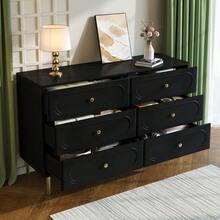 Chest Of Drawers In A Modern, Simple Style/Drawer Cabinet Made Of MDF And Chipboard/Large Chest Of Drawers With 6 Drawers, Versatile Uses/Suitable For Living Room And Bedroom - 黑色 - 查看 1