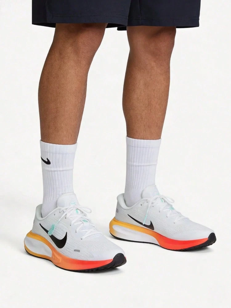 Nike Journey Run Running Shoes - Lightweight, Casual, Simple, Suitable For Training, Long-Distance And Sprinting, Round Toe Support, Men's Size - White, Orange, Black - View 1