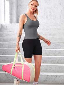 1pc Sports Tank Top With Built-In Bra - Dark Grey - View 8