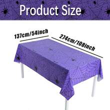 1pc/3pcs Waterproof Disposable Purple Spider Web Tablecloth Rectangular Table Cover, Horror Gothic Decor For Halloween Dinner Party Supplies - Spider Web Tablecloth - View 10
