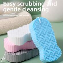 1/4 Piece Color-Random 3D Fish-Scale Design Bath Sponge Set, Gentle Exfoliation, Soft And Skin-Friendly, Three-Dimensional Cleaning Protects The Skin, Thoroughly Cleans And Exfoliates, Providing A Relaxing SPA Bathing Experience - Cleaner And Cleaner - View 4