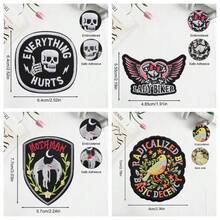 Parche bordado de calavera punk para motocicleta, parche termoadhesivo de ala de pájaro polilla gótica, parche decorativo DIY para chaqueta de mezclilla y mochila - C - Ver 3