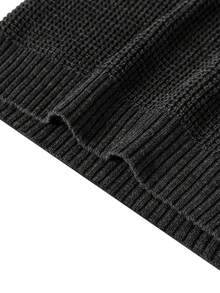 Men's Autumn/Winter Fashion Casual Versatile Solid Color Jacquard Sweater, Suitable For Daily Commute And Dating - Black - View 8