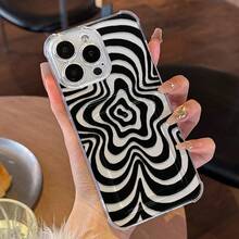[24h Shipping From DE/ES]Apple 17  23-25 Phone Case: Transparent Case With Card Slot And Black And White Swirl Pattern, Compatible With All Apple Models. It Features A Transparent Soft Cover That Is Drop-Proof At All Four Corners With An Integrated Slot For Access Cards And Bank Cards. Este Design VisualGift Box Pack Phone Case Surprise Present - A - 查看 2