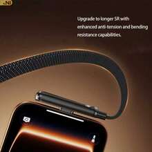 240W-65W 可折疊快充數據線，附可調節手機支架，雙 Type-C 與 USB-Type-C 超快充，彎頭接頭不擋手，相容 Apple 15-17 系列、S，雙 Type-C 接口，內建手機支架，公對公，適用車用與家用 - A - 查看 7