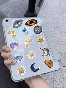 50 Stück, Die Universum Himmelskörper Aufkleber, PVC Material, Kreatives und ästhetisches Design Aufkleber, geeignet für Handyhüllen, Tablets, Laptops, Koffer, Autos, Notizbücher, handgeschriebene Tagebücher, Sammelalbum Zubehör, Schulbedarf - 50 Stück - Übersicht 6