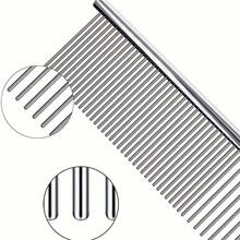 1pc Heavy Duty Professional Cat & Dog Universal Comb - Stainless Steel Dense Tooth Design, Suitable For Long, Thick Curly Or Straight Hair - Friction-Reducing Design, Ideal For Professional And Home Use - Perfect Choice For Pomeranian, Samoyed, Afghan Hound - Durable Pet Grooming Tool, Comfortable Handle Comb, Suitable For Deshedding And Trimming - Silver - View 8