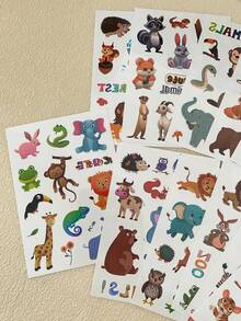 12 Sheets Animal Tattoo Stickers, 130 Animal Pattern Hand Tattoo, Penguin, Rabbit, Kangaroo, Monkey, Sheep And Elephant Elements Body Stickers, Waterproof Realistic Temporary Fake Tattoo Stickers, Suitable For Arms, Perfect Birthday Holiday - Multicolor - View 5