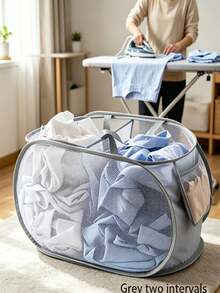 1/2pcs Classic Horizontal Laundry Basket, Hygienic Partition Design, Multi-Functional Basket, Suitable For Storing Clothes And Miscellaneous Items, Applicable For Home, Living Room, Dormitory Or Laundry Room - Multicolor - View 2