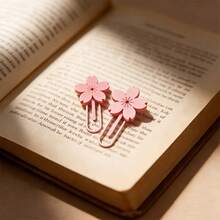 3pcs Cute Pink Cherry Blossom Bookmark Clips, Bookmarks, Paper Clips, Paper Clips, Cherry Blossom Page Markers Suitable For Books And Journals, Decorative Paper Clips Suitable For Office Documents, Study Notes And Planner Organization, Cute Stationery Gift Suitable For Students And Readers - Bookmark - View 2