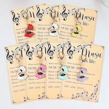 7 piezas/12 piezas Llaveros de la serie musical - Incluye tarjetas de felicitación musical, adecuado para regalos de fiesta de cumpleaños, eventos escolares, decoración de mochilas - Regalos con tema musical; adecuado para llaveros de salidas de viaje, atuendo de festival de música, regalos de vacaciones - Multicolor - Ver 8
