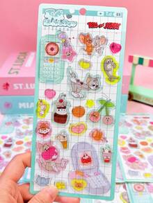 Birthday Gift Or Back To School Gift Cute DIY Handmade Diary Stickers Cartoon Cute Creative Stickers Mobile Phone Stickers Japanese Comics Creative Decoration Mobile Phone Case Luggage Stickers (Some Styles May Have Color Difference And Be Sent Randomly) - Multicolor - View 5