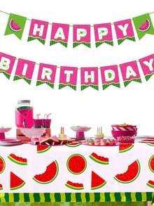 2Pcs/ 3Pcs Summer Watermelon Rectangle Party Tablecloth, 130*220cm Melon Decorative Plastic Table Cloth Dining Table Cover, Party Table Cloth Watermelon Theme Tablecloth Watermelon Birthday Party Supplies Plastic Fruit Party Decor 86 X 51 Inch - Watermelon - View 8
