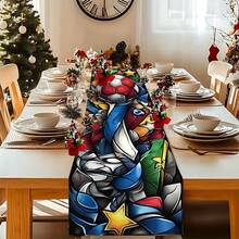 1 buah Taplak Meja Bertema Superhero - Taplak Meja Poliester Gaya Kartun Cerah dengan Desain Bintang dan Topeng, Sempurna untuk Pesta Teh dan Dekorasi Liburan, Aksesori Makan Liburan, Taplak Meja Cerah, Taplak Meja Tahan Lama, Dekorasi Taplak Meja Natal - View 5