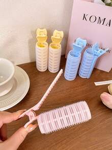 2/1pc Extra Large Heatless Self-Adhesive Hair Curler Set, Fluffy Hair Roller For Students, Slouchy Hair Curler, Root Lift Clip For Air Bangs, Create High Root Voluminous Curls | Damage Repair Overnight Curls And Bangs Styling, Pink, Blue, Yellow Optional, Suitable For Long And Medium Hair - Multicolor - View 7
