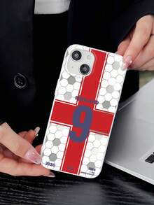 1 pieza Funda de teléfono con la Cruz de San Jorge #9 de la Selección Nacional de Inglaterra, Funda de teléfono de fútbol, Accesorio diario para fans de fútbol, Adecuado para temporada de partidos, Cumpleaños, Navidad, Acción de Gracias, Regreso a la escuela, Ocasiones con tema de la Copa del Mundo, Compatible con Funda de & Funda de Galaxy, Compatible con iPhone 17, Compatible con iPhone 17 Pro, Compatible con iPhone 17 Pro Max, Funda de teléfono, Accesorios de teléfono, - Blanco - Ver 5