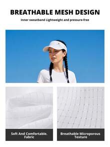 CAMEL CROWN Hollow Top Sun Hat, UV Protection Quick-Dry Sports Cap, Lightweight Sun Hat, Suitable For Summer Running And Tennis - Ivory White - View 2