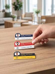 Custom Photo Name Badge, Personalized Employee Name Tag With Logo For Office, Clinic, Hospital, Restaurant & Business, Modern Professional ID Badge, Customized Staff Name Plate, Customizable Workwear Accessory, Appreciation Gift, Holiday Gift - Style a - View 8