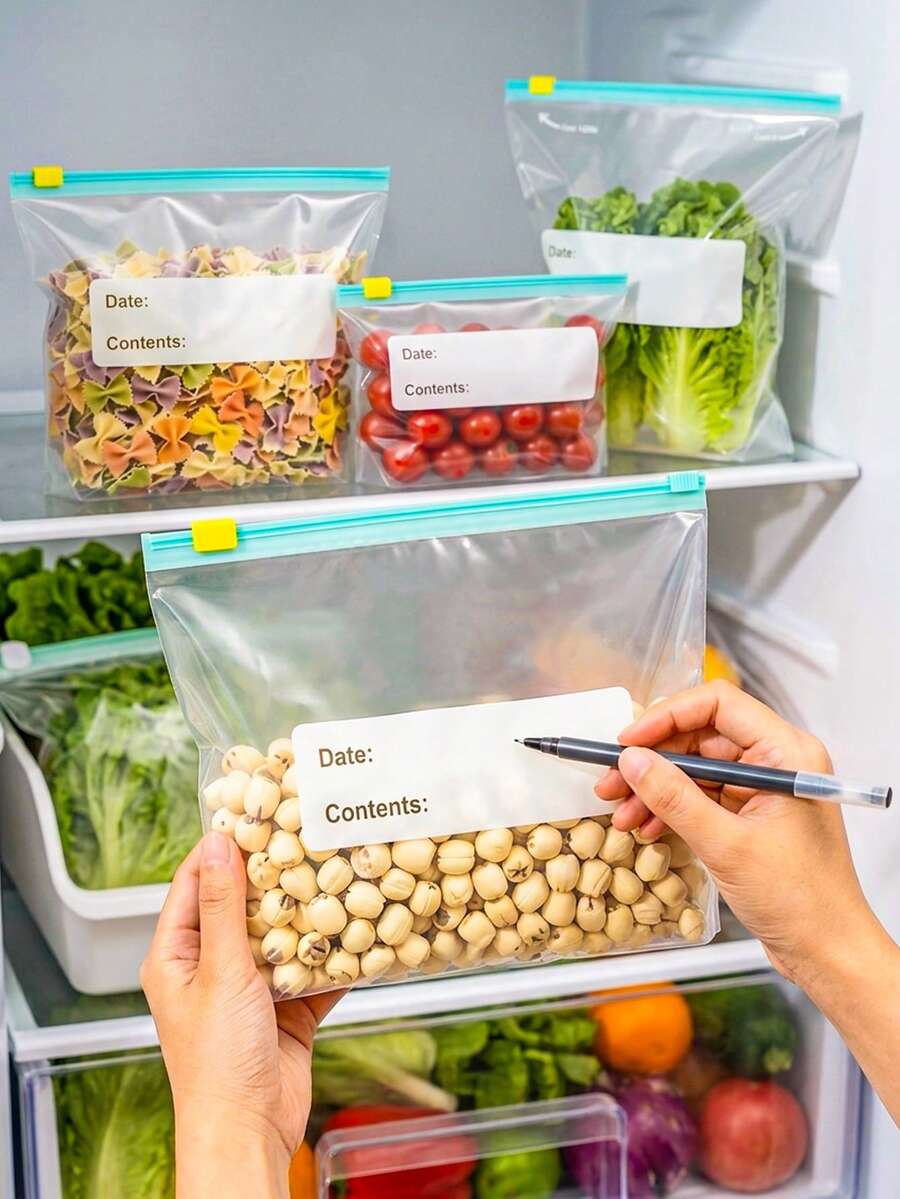 45/20/15/10 أكياس تخزين طعام قابلة لإعادة الاستخدام، أكياس تغليف الطعام، أكياس تجميد سميكة، أكياس سحاب شفافة من البولي إيثيلين، مثالية للمطبخ، تخزين الوجبات الخفيفة، فرز الفاكهة والخضروات، لوازم المطبخ