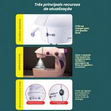 Máquina de Costura Manual Portátil Compacta 2 Velocidades Reparo Rápido de Roupas Ponto Acessível Bivolt - A - Visão 3