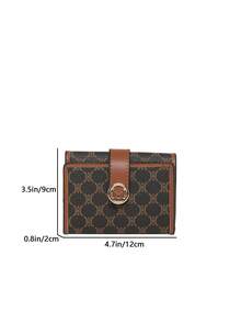 Women's Letter Print Tri-Fold Wallet With Coin Purse & Card Holder, Large Capacity, Travel Essential, Versatile. - Coffee - View 9