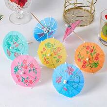 [10/20Pcs] Cocktail Drink Umbrella Picks Toothpicks - Colorful Paper Toothpicks Cocktail Umbrellas For Luau Parasols Hawaiian Tiki Party Decorations.[Styles Are Sent Randomly] - Multicolor - View 6