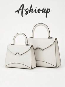 Damen-Handtasche mit strukturiertem Griff, minimalistische weiße Satchel-Handtasche, Pendler-Büro-Schultertasche, Designer-Stil-Handtasche, Luxus-Designer-Tasche - Weiss - Übersicht 1