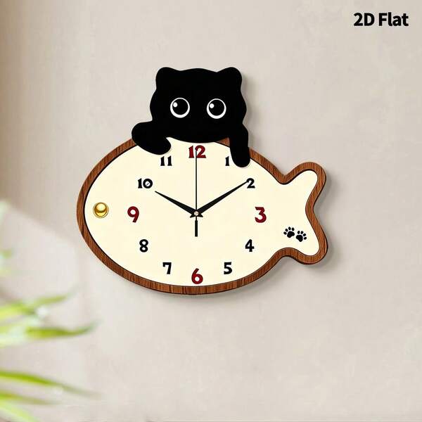 Back To School Season Healing Cute Pet Shaped Artistic Creative Decorative Wall Clock, Ultra-Quiet Quartz Movement, No Ticking Sound, Suitable For Decorating Living Room, Bedroom, Office, Kitchen And Cafe, Perfect Decorative Gift For Friends And Family, Can Be Used For Room Decor, Bedroom Decor, Dorm Decor, Back To School Decor, School Surprise, Back To School Season, Wedding Decor, Friend Birthday Gift, Home Decor And School Supplies