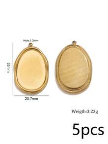 5Pcs 304 Stainless Steel 18K Gold Plated Embossed Textured Oval & Round Pendants DIY Handmade Jewelry Accessories/Waterproof And Fade-Resistant - Pendants - View 12