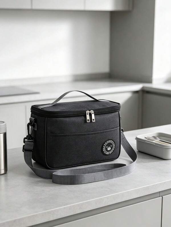 1 Bear Pattern Insulated Lunch Bag - Adult Unisex Soft Cooler Lunch Box, Waterproof Portable, Suitable For School And Office Use - Keeps Food Fresh And Delicious (Black), Great Christmas Holiday Gift